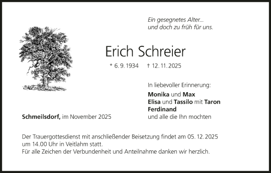 Anzeige von Erich Schreier von MGO