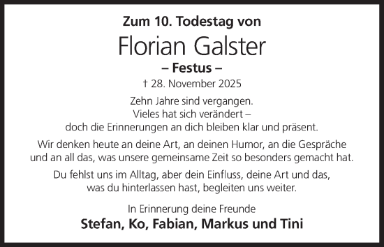 Anzeige von Florian Galster von MGO