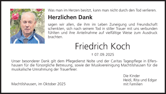 Anzeige von Friedrich Koch von MGO