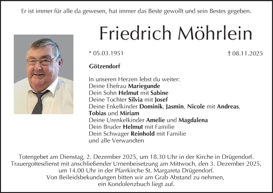 Anzeige von Friedrich Möhrlein von MGO