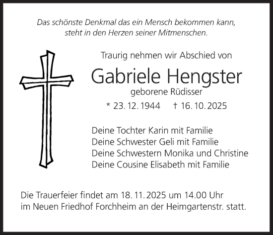 Anzeige von Gabriele Hengster von MGO