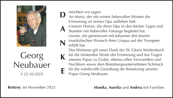 Anzeige von Georg Neubauer von MGO