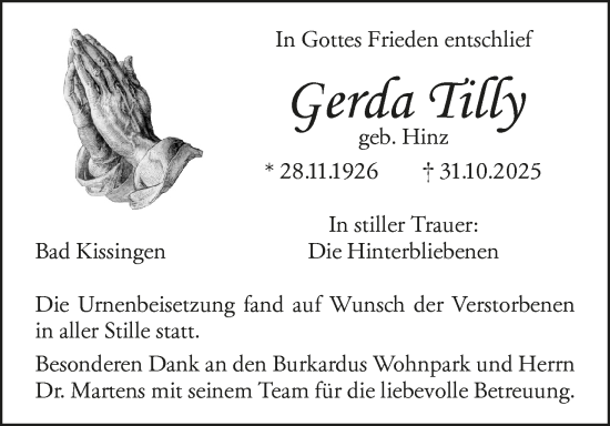 Anzeige von Gerda Tilly von MGO