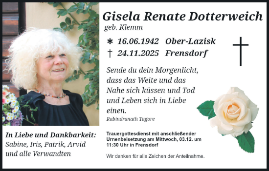 Anzeige von Gisela Renate Dotterweich von MGO