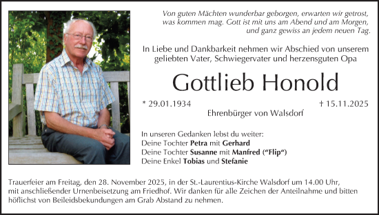 Anzeige von Gottlieb Honold von MGO