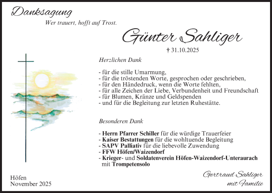 Anzeige von Günter Sahliger von MGO