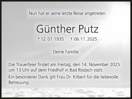 Anzeige von Günther Putz von MGO