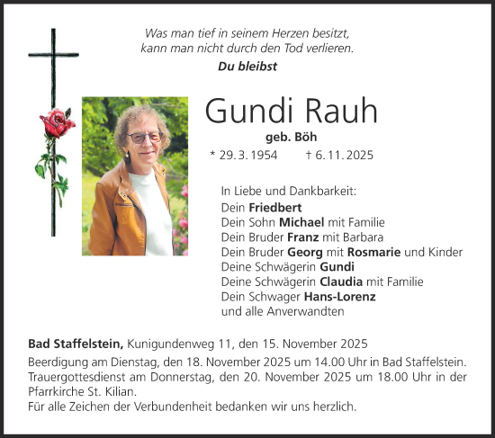 Anzeige von Gundi Rauh von MGO