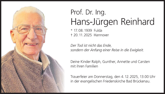 Anzeige von Hans-Jürgen Reinhard von MGO