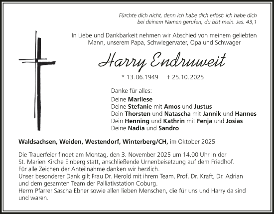 Anzeige von Harry Endruweit von MGO
