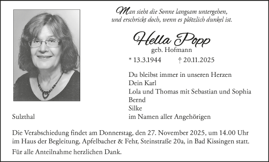Anzeige von Hella Popp von MGO