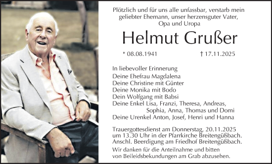 Anzeige von Helmut Grußer von MGO