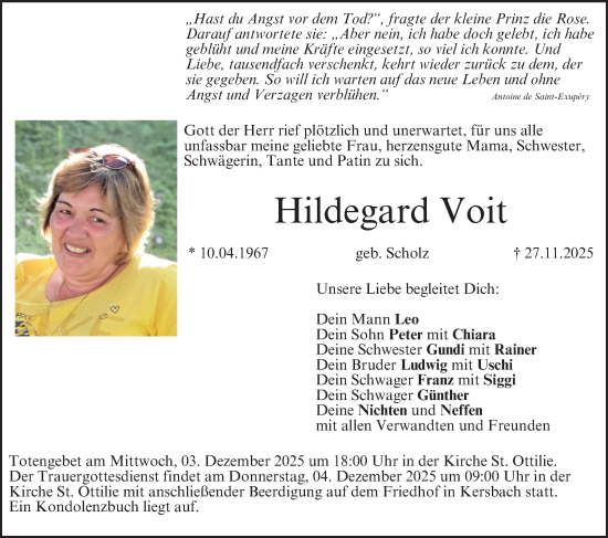 Anzeige von Hildegard Voit von MGO