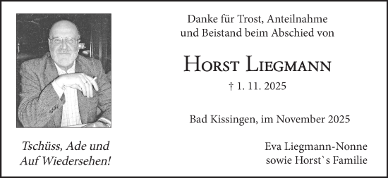 Anzeige von Horst Liegmann von MGO