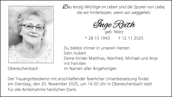 Anzeige von Inge Reith von MGO