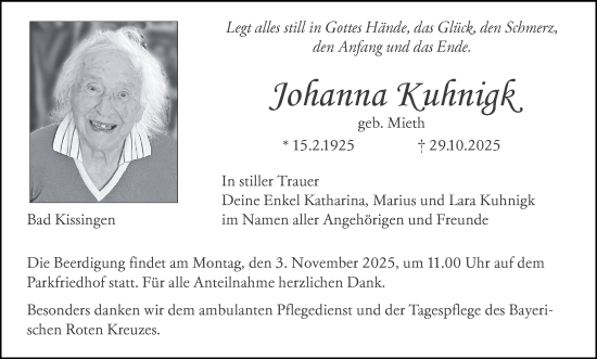 Anzeige von Johanna Kuhnigk von MGO