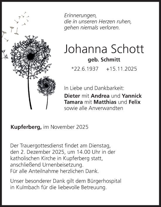 Anzeige von Johanna Schott von MGO