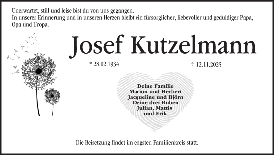Anzeige von Josef Kutzelmann von MGO