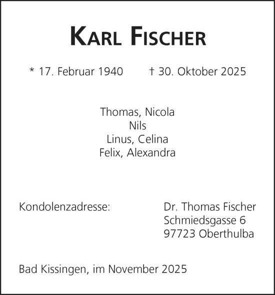 Anzeige von Karl Fischer von MGO