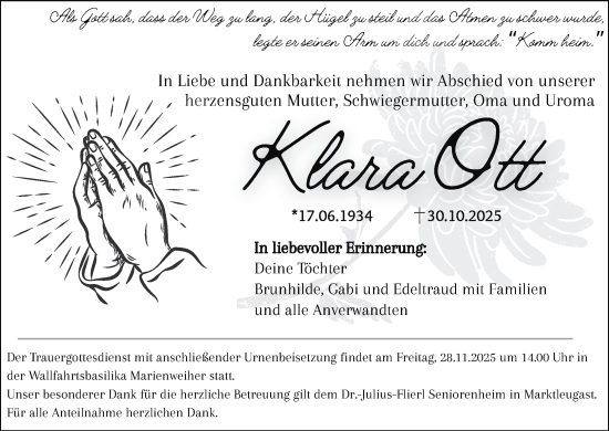 Anzeige von Klara Ott von MGO