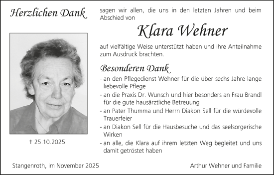 Anzeige von Klara Wehner von MGO