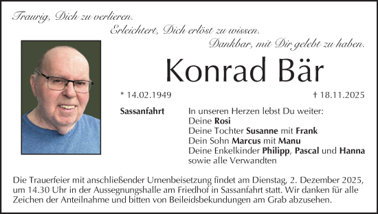 Anzeige von Konrad Bär von MGO