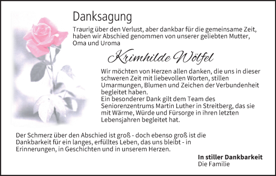 Anzeige von Krimhilde Wölfel von MGO