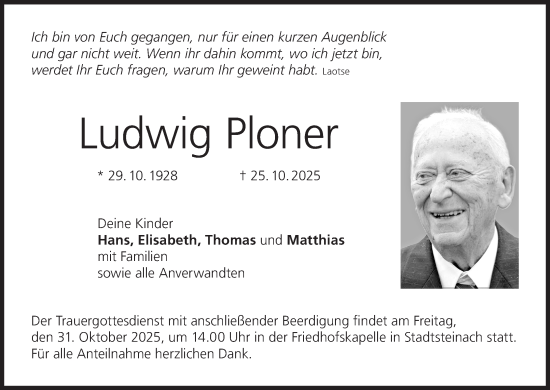 Anzeige von Ludwig Ploner von MGO