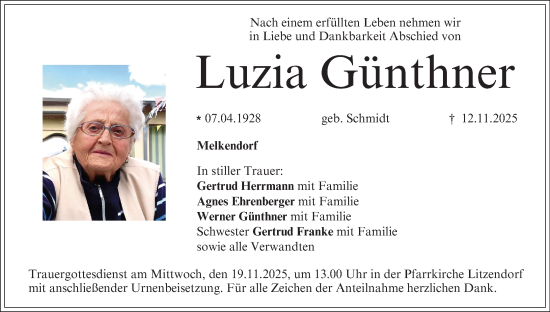 Anzeige von Luzia Günthner von MGO