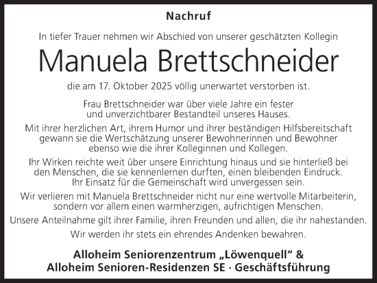 Anzeige von Manuela Brettschneider von MGO