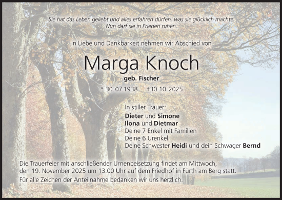 Anzeige von Marga Knoch von MGO