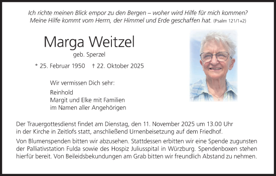 Anzeige von Marga Weitzel von MGO