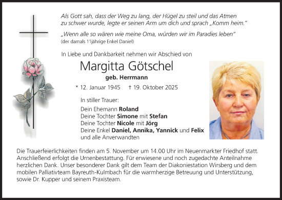 Anzeige von Margitta Götschel von MGO