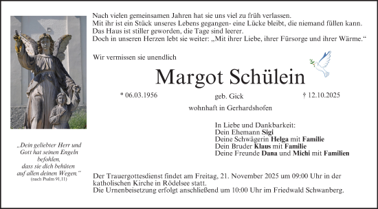 Anzeige von Margot Schülein von MGO