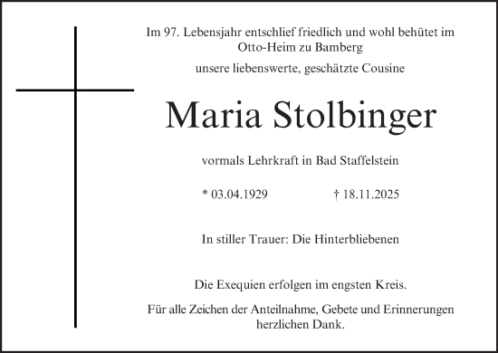 Anzeige von Maria Stolbinger von MGO