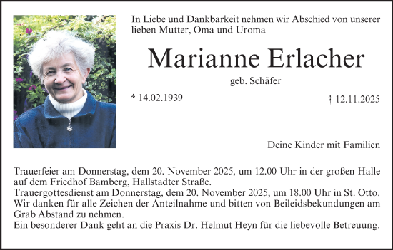Anzeige von Marianne Erlacher von MGO