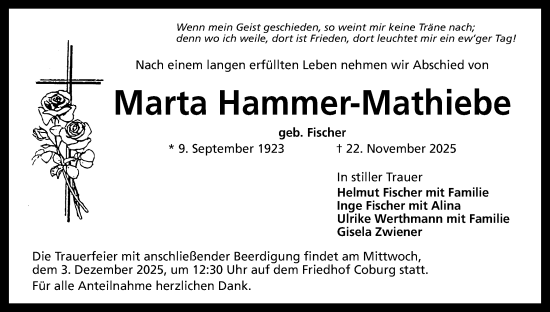 Anzeige von Marta Hammer-Mathiebe von MGO