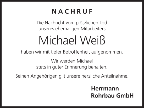 Anzeige von Michael Weiß von MGO