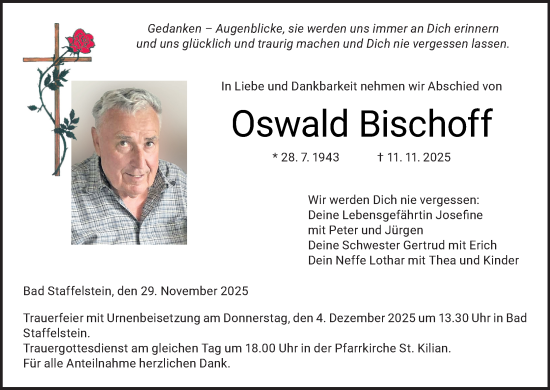 Anzeige von Oswald Bischoff von MGO
