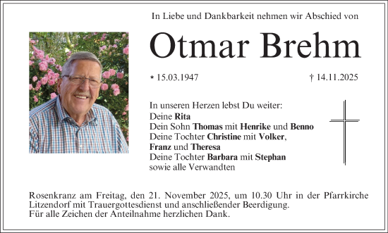 Anzeige von Otmar Brehm von MGO