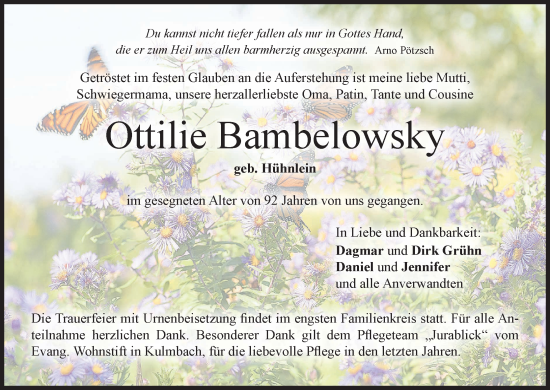 Anzeige von Ottilie Bambelowsky von MGO
