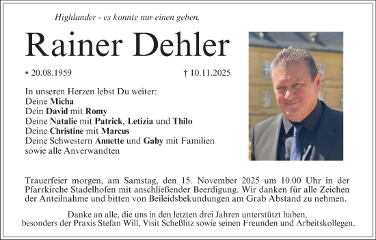 Anzeige von Rainer Dehler von MGO