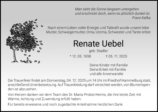 Anzeige von Renate Uebel von MGO