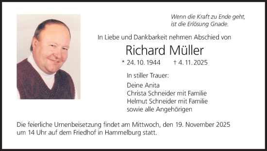 Anzeige von Richard Müller von MGO