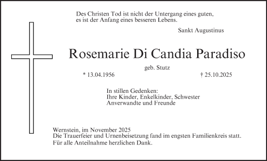 Anzeige von Rosemarie Di Candia Paradiso von MGO