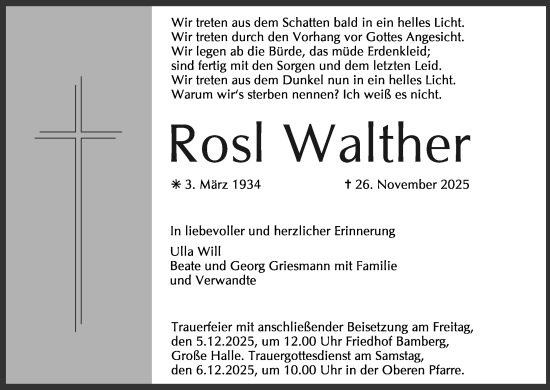 Anzeige von Rosl Walther von MGO