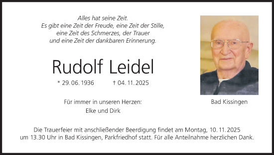 Anzeige von Rudolf Leidel von MGO