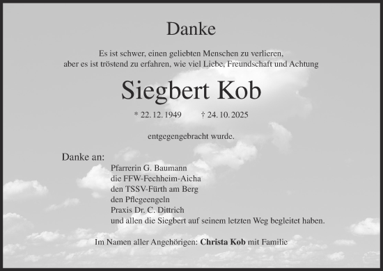 Anzeige von Siegbert Kob von MGO