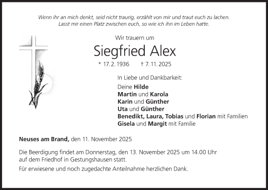 Anzeige von Siegfried Alex von MGO