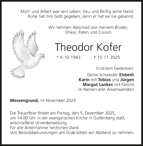Anzeige von Theodor Kofer von MGO
